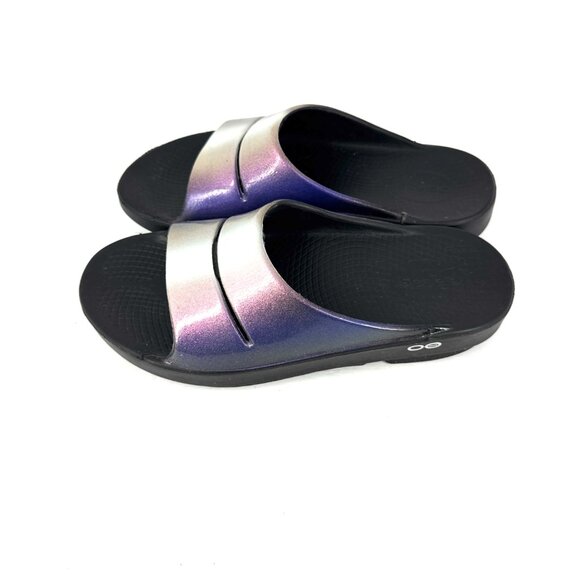 OOFOS Women’s 8 Purple Gradient Recovery Slide Sandals OOfoam Comfort - Picture 2 of 10